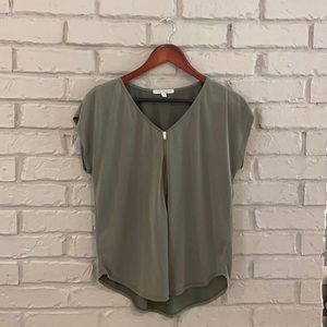 Light Green Zipper Embellished Top